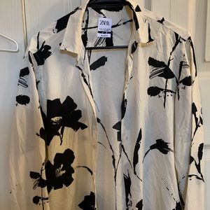 Zara floral button up shirt